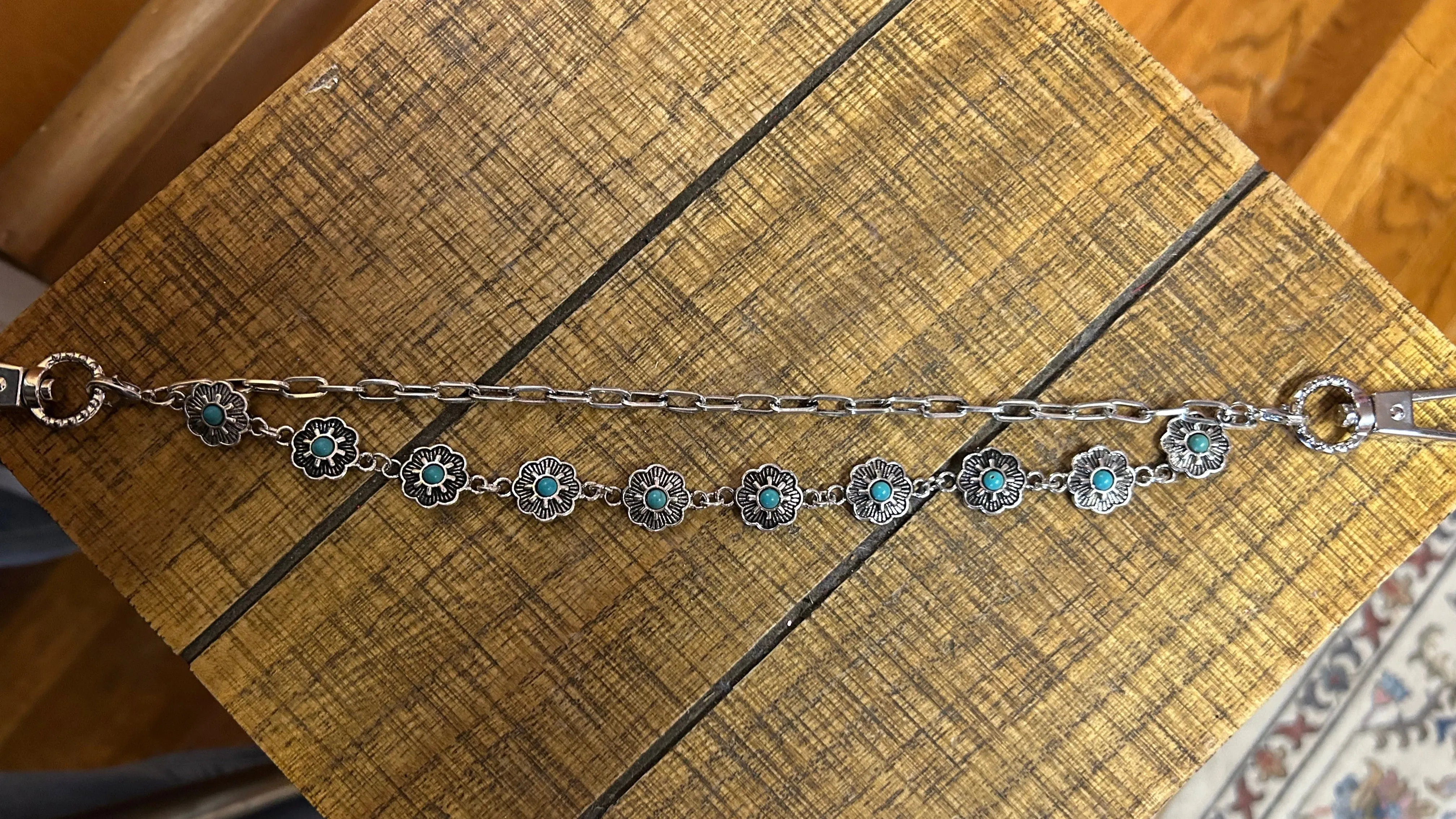 Floral Turquoise Charm Strap  Western Glam for Bags & Hats