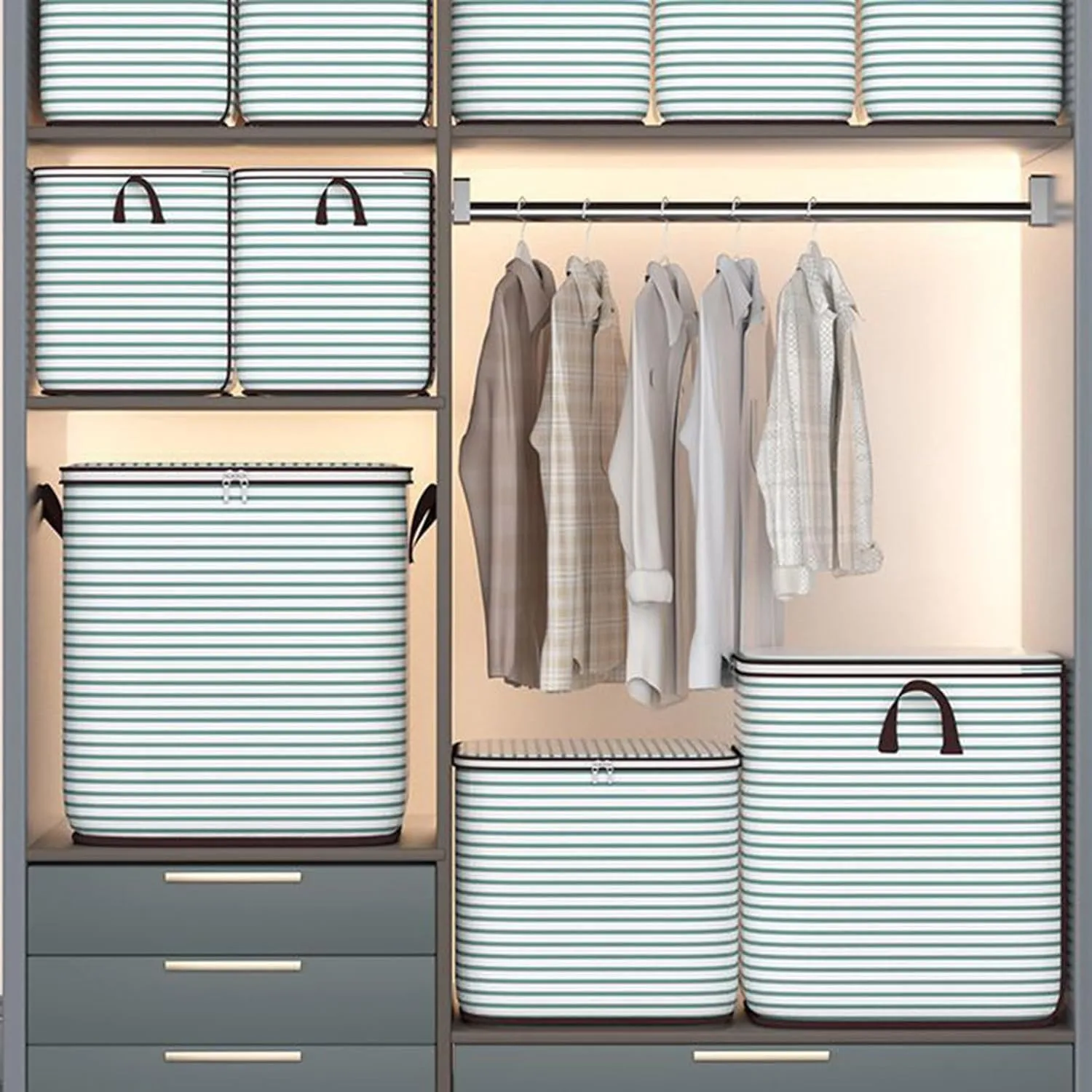 Foldable Storage and Organization with Sturdy Handle & Zipper Moving Supplies Under Bed Storage Containers Clothing Storage Extra Large Storage Bags for Closet, Bedding, Blankets, Comforter