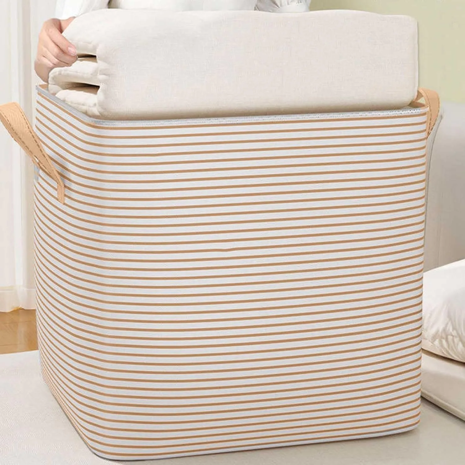 Foldable Storage and Organization with Sturdy Handle & Zipper Moving Supplies Under Bed Storage Containers Clothing Storage Extra Large Storage Bags for Closet, Bedding, Blankets, Comforter
