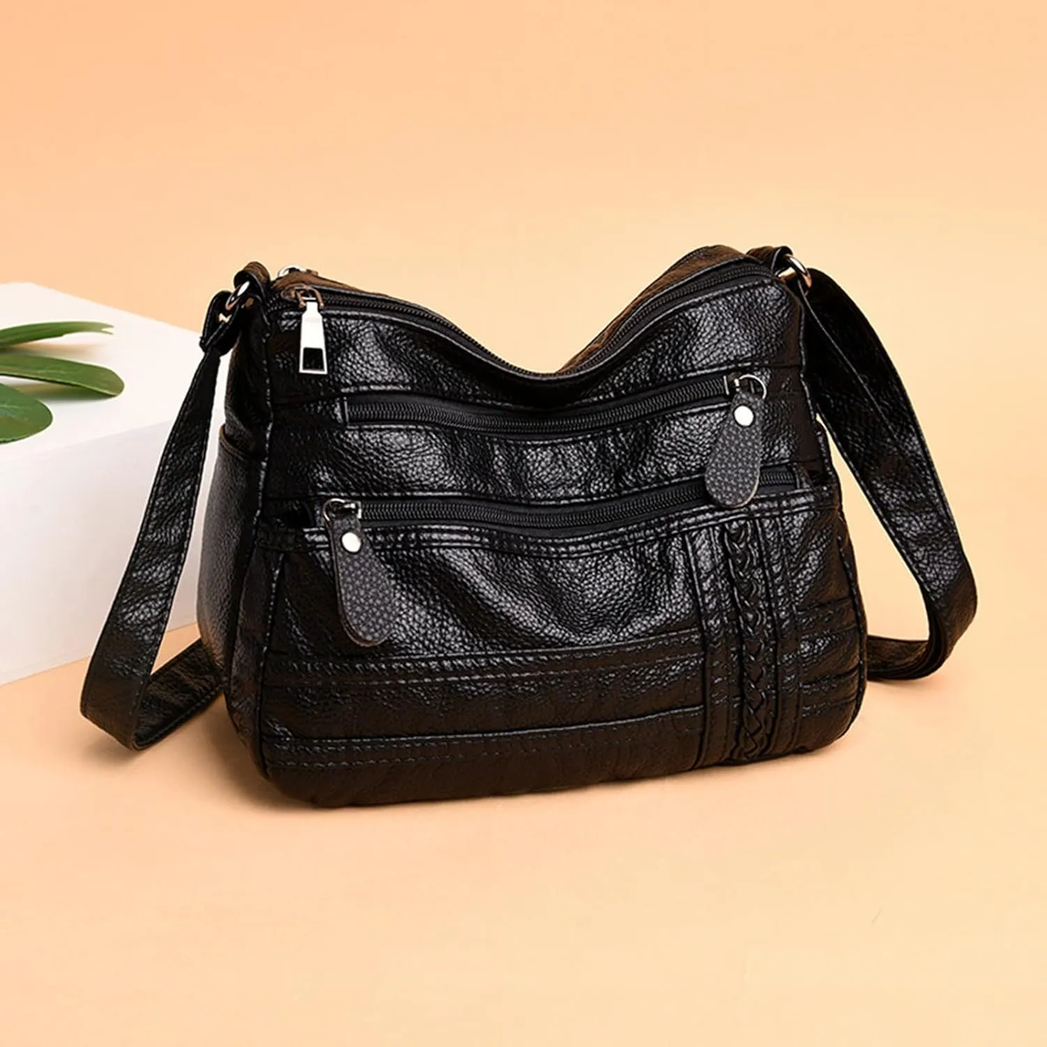 Foldie Crossbody Bags for Women Cute Hobo Tote Handbags Mini Clutch Purses with Zipper Closure Spring Purse 2025(Black)