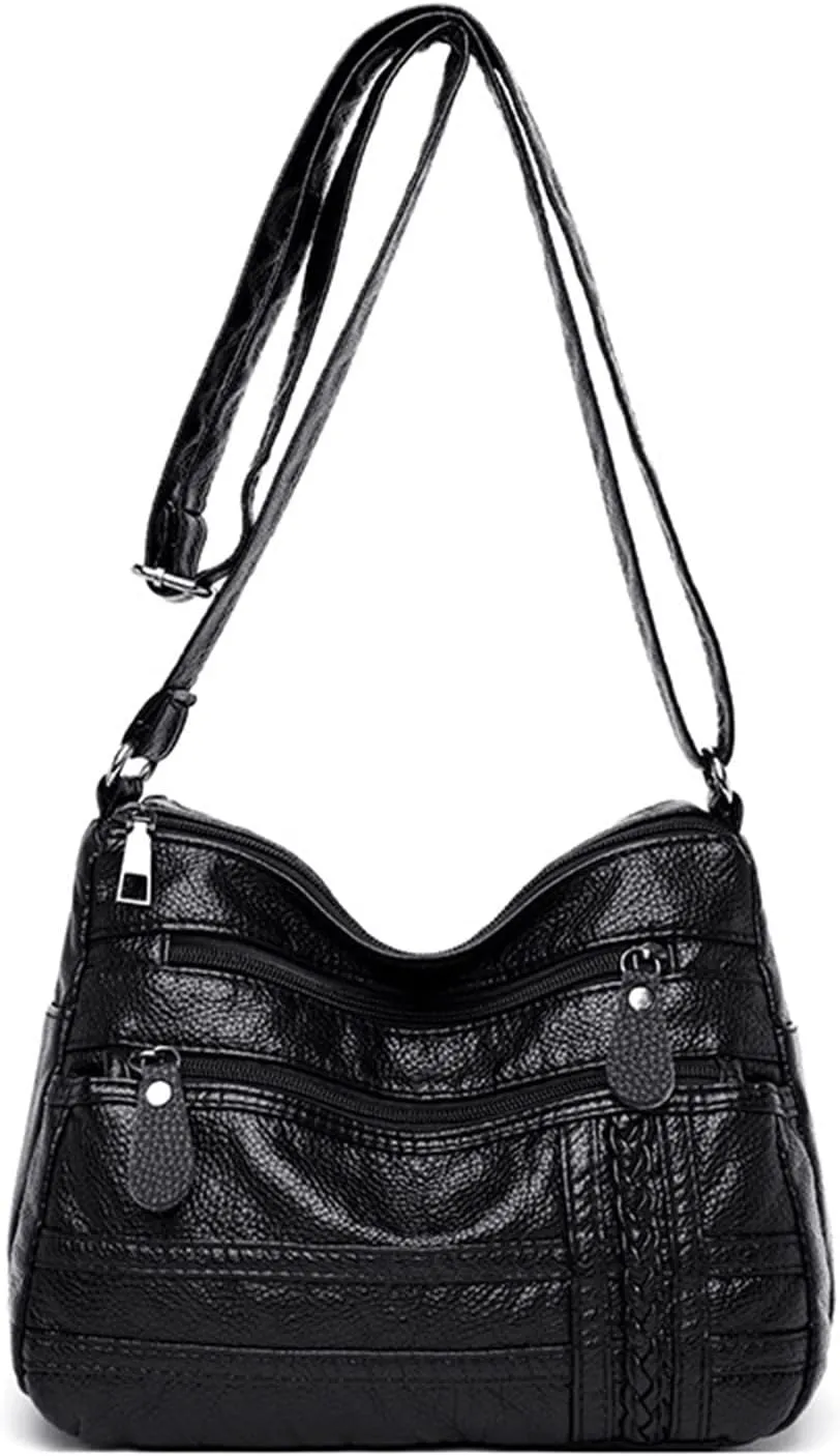 Foldie Crossbody Bags for Women Cute Hobo Tote Handbags Mini Clutch Purses with Zipper Closure Spring Purse 2025(Black)