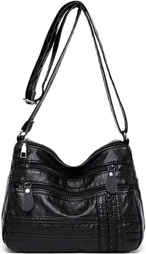 Foldie Crossbody Bags for Women Cute Hobo Tote Handbags Mini Clutch Purses with Zipper Closure Spring Purse 2025(Black)