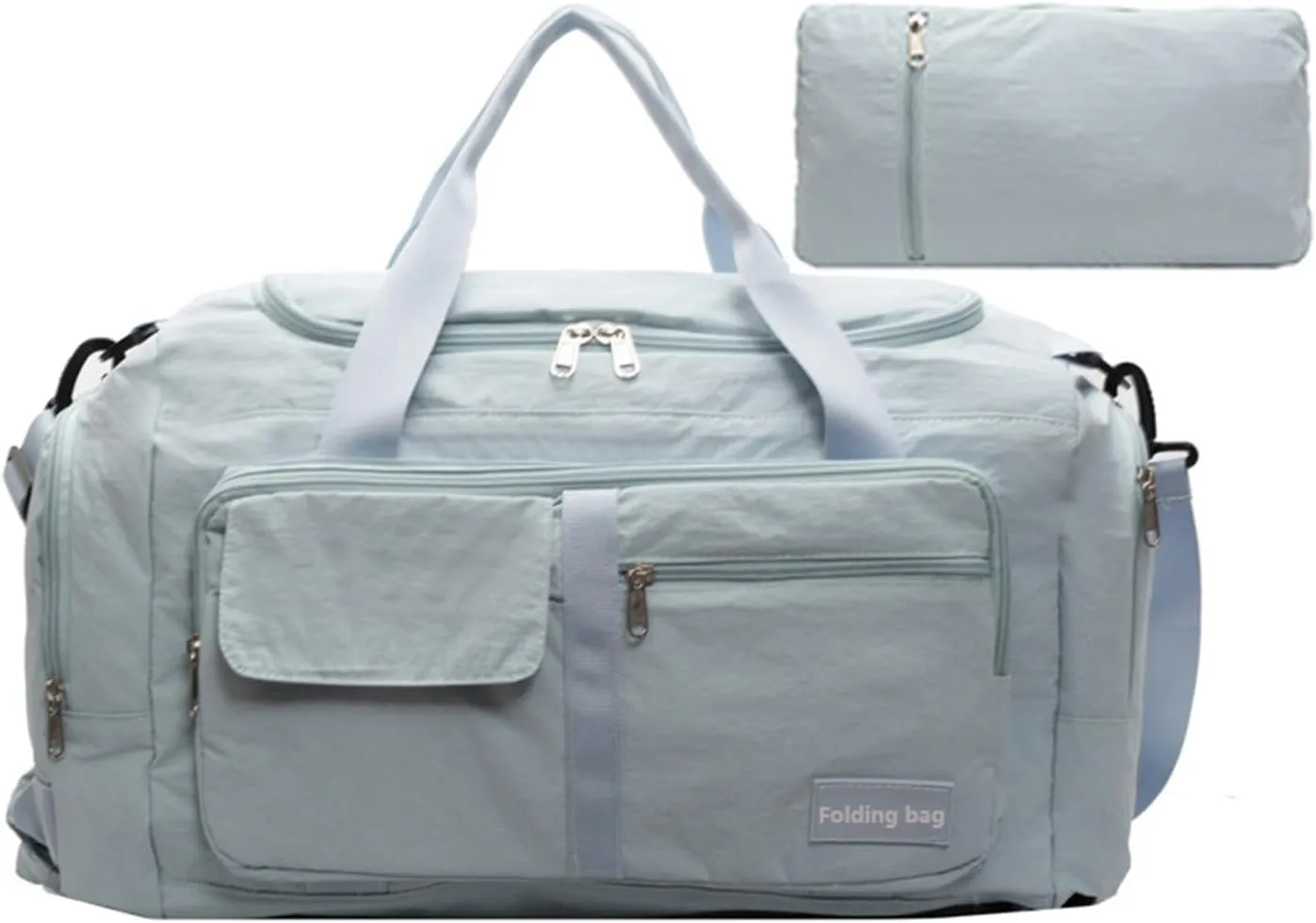 Folding Travel Garment Bag Expandable Carry on, Travel Luggage Organizer for Suitcase Clothes Storage Bag (Blue,40L)