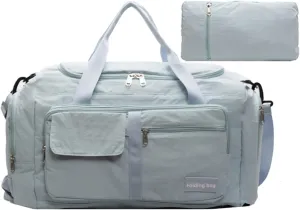 Folding Travel Garment Bag Expandable Carry on, Travel Luggage Organizer for Suitcase Clothes Storage Bag (Blue,40L)