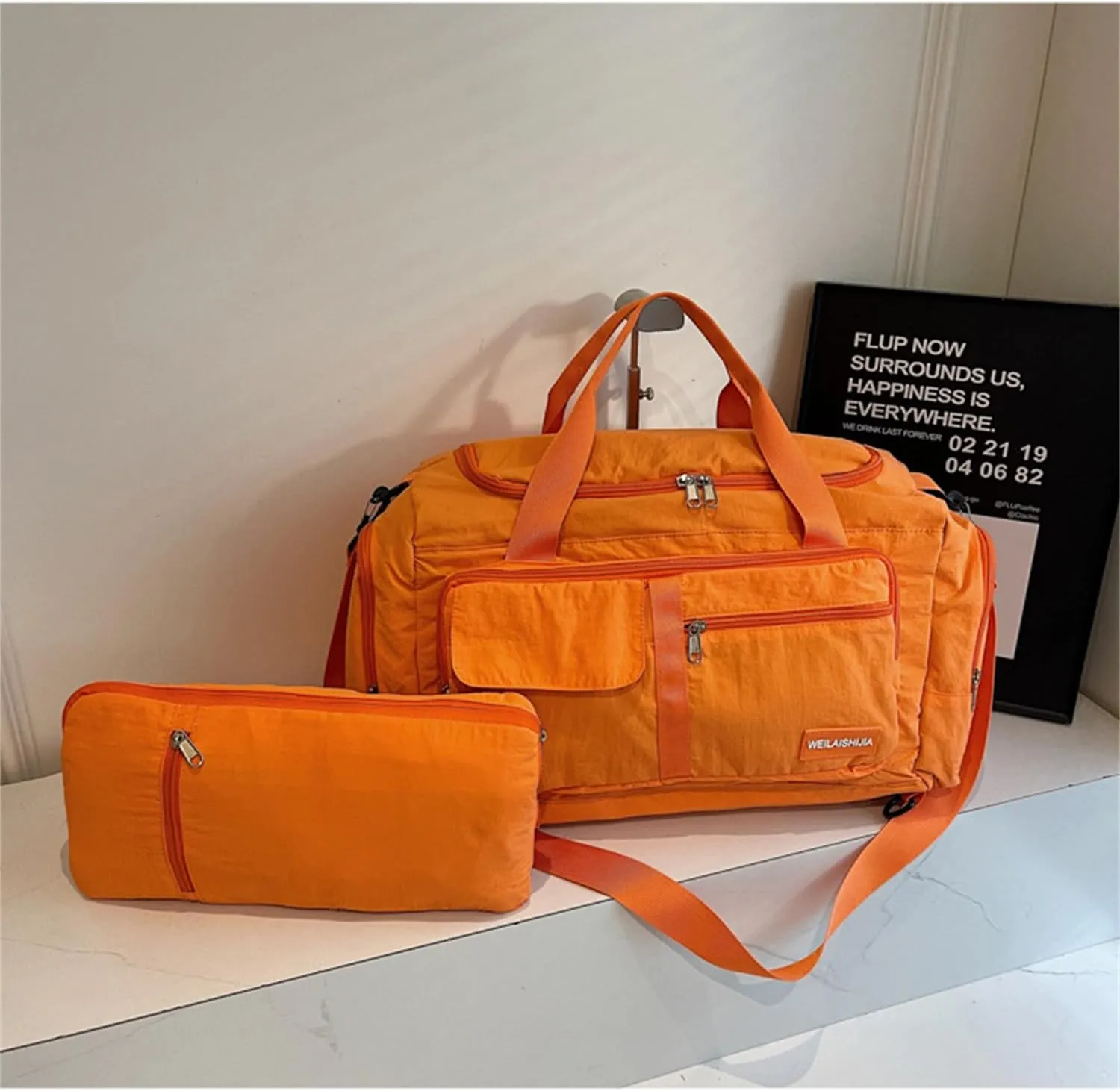 Folding Travel Garment Bag Expandable Carry on, Travel Luggage Organizer for Suitcase Clothes Storage Bag (Orange,40L)