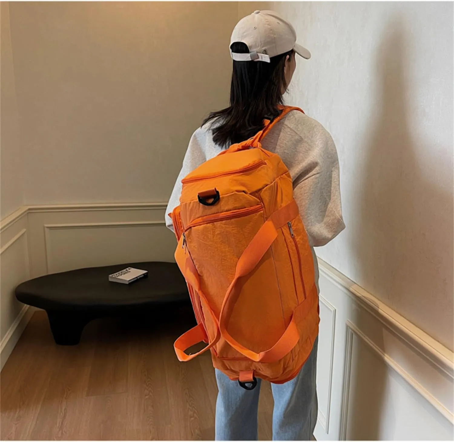 Folding Travel Garment Bag Expandable Carry on, Travel Luggage Organizer for Suitcase Clothes Storage Bag (Orange,40L)