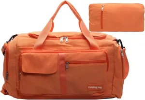 Folding Travel Garment Bag Expandable Carry on, Travel Luggage Organizer for Suitcase Clothes Storage Bag (Orange,40L)
