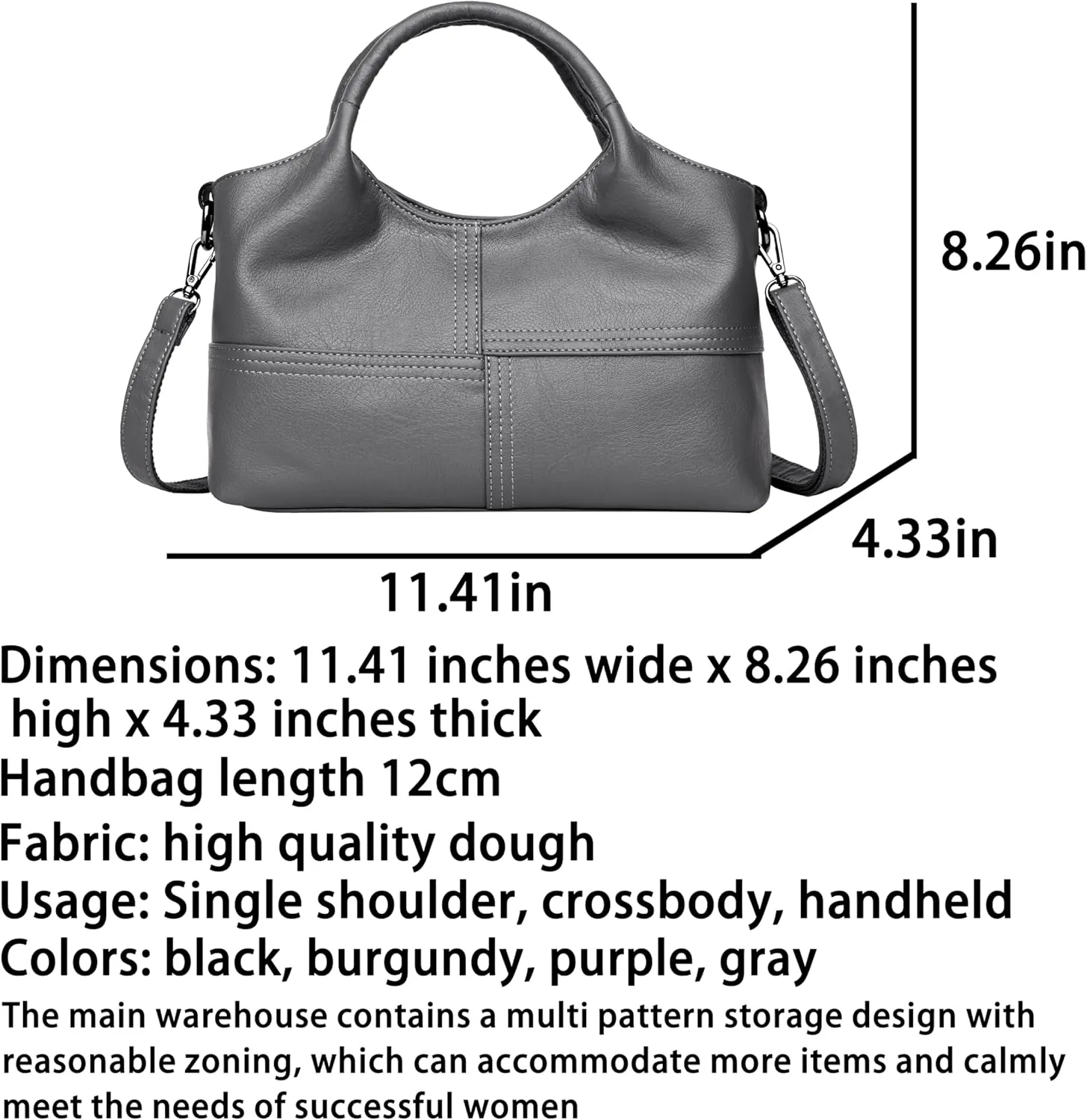FSD. WG Leather Shoulder Bags Purses and Handbags for Women Top Handle Tote Satchel Ladies Hobo Bags