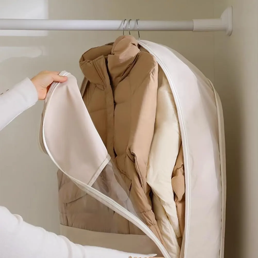 Garment Bags for Hanging Clothes, Space Saving Hanging Garment Bag with Self Compression Zipper, Cover Clothes Bags For Down Coat, for Closet Storage