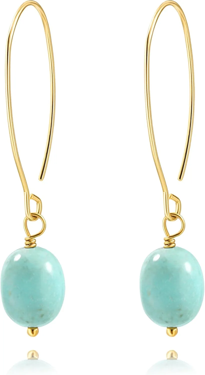 Geometric Drop Dangle Earrings Boho Statement Long Hoops 18k Gold Plated Lightweight Earrings for Women Girls
