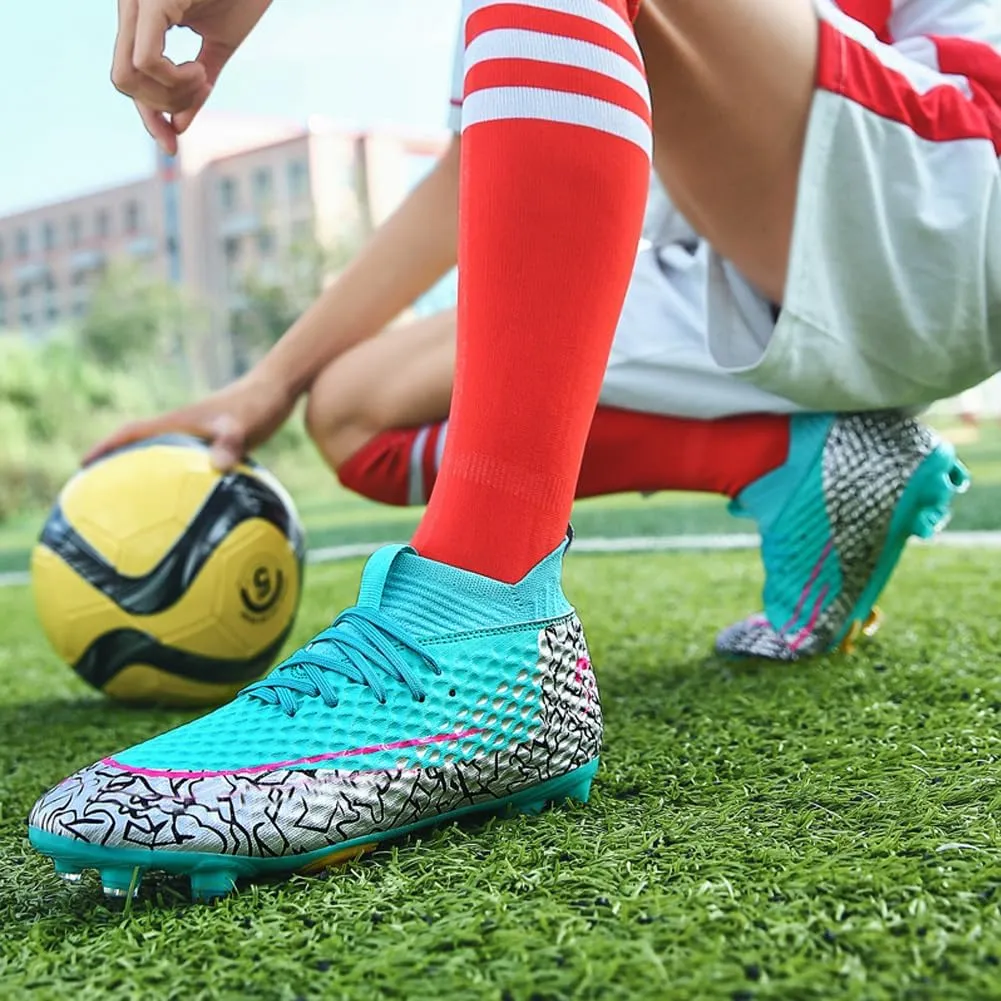 GEXECEUSS Men's Ankle Soccer Cleats for Competition - Comfortable Turf Shoes for Youth - Lightweight Soccer Boots for Training