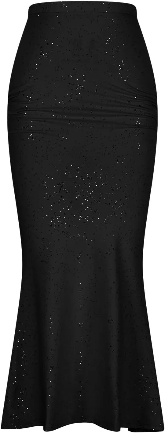 Glitter Bodycon Maxi Skirts Women High Waist Fishtail Maxi Skirt Dressy Elegant Sequin Sparkly Skirts 2024 New