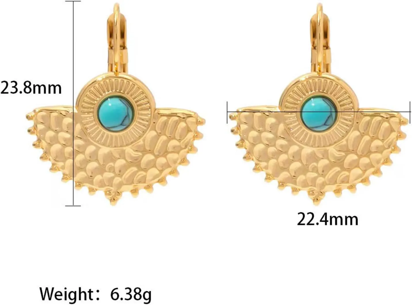 Gold Hoop Earrings Studs for Women Trendy 14K Gold Plated Turquoise Leverback Dangle Earrings Dangling Hypoallergenic Fashion Lightweight Jewelry Gift for Women Girls Wedding Graduation Part