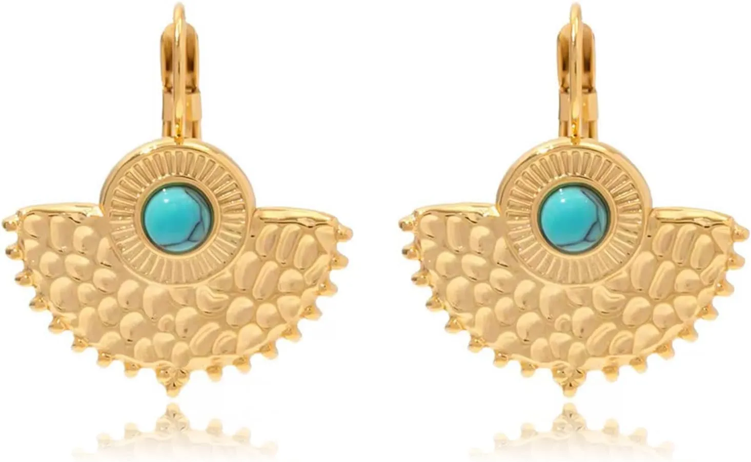 Gold Hoop Earrings Studs for Women Trendy 14K Gold Plated Turquoise Leverback Dangle Earrings Dangling Hypoallergenic Fashion Lightweight Jewelry Gift for Women Girls Wedding Graduation Part