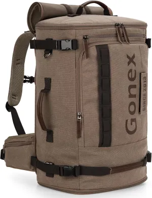 Gonex Canvas Travel Backpack, Large 3-in-1 Convertible Vintage Laptop Duffel Bag for Men & Women, Durable Carry-On for Work, College & Outdoor Adventure (Coffee Brown)