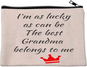 Grandma Birthday Gifts Canvas Cosmetic Bag,Funny Gift from Grandson Granddaughter,Cute Toiletry Bag Pouch for Purse,Christmas Birthday Mother's Day Gift