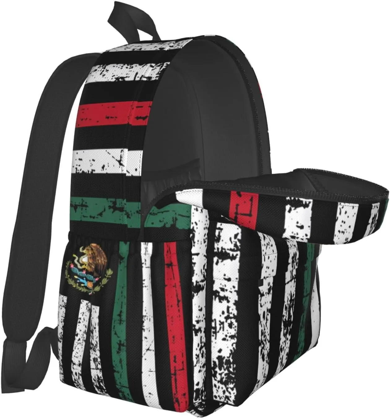 Half Mexican American Flag Laptop Backpack Work Travel Backpacks Business Rucksack Casual Outdoor Daypack with Adjustable Strap Bags for Sports Office Gym Hiking