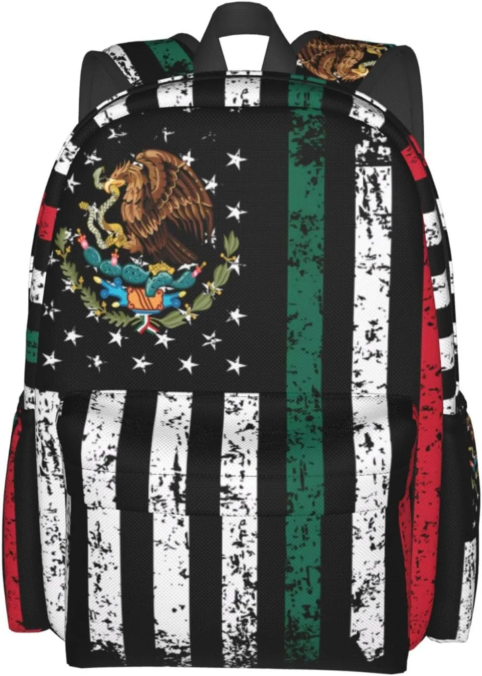 Half Mexican Mexico Half American Flag Laptop Backpack Work Travel Backpacks Business Rucksack Casual Outdoor Daypack with Adjustable Strap Bags for Sports Office Gym Hiking