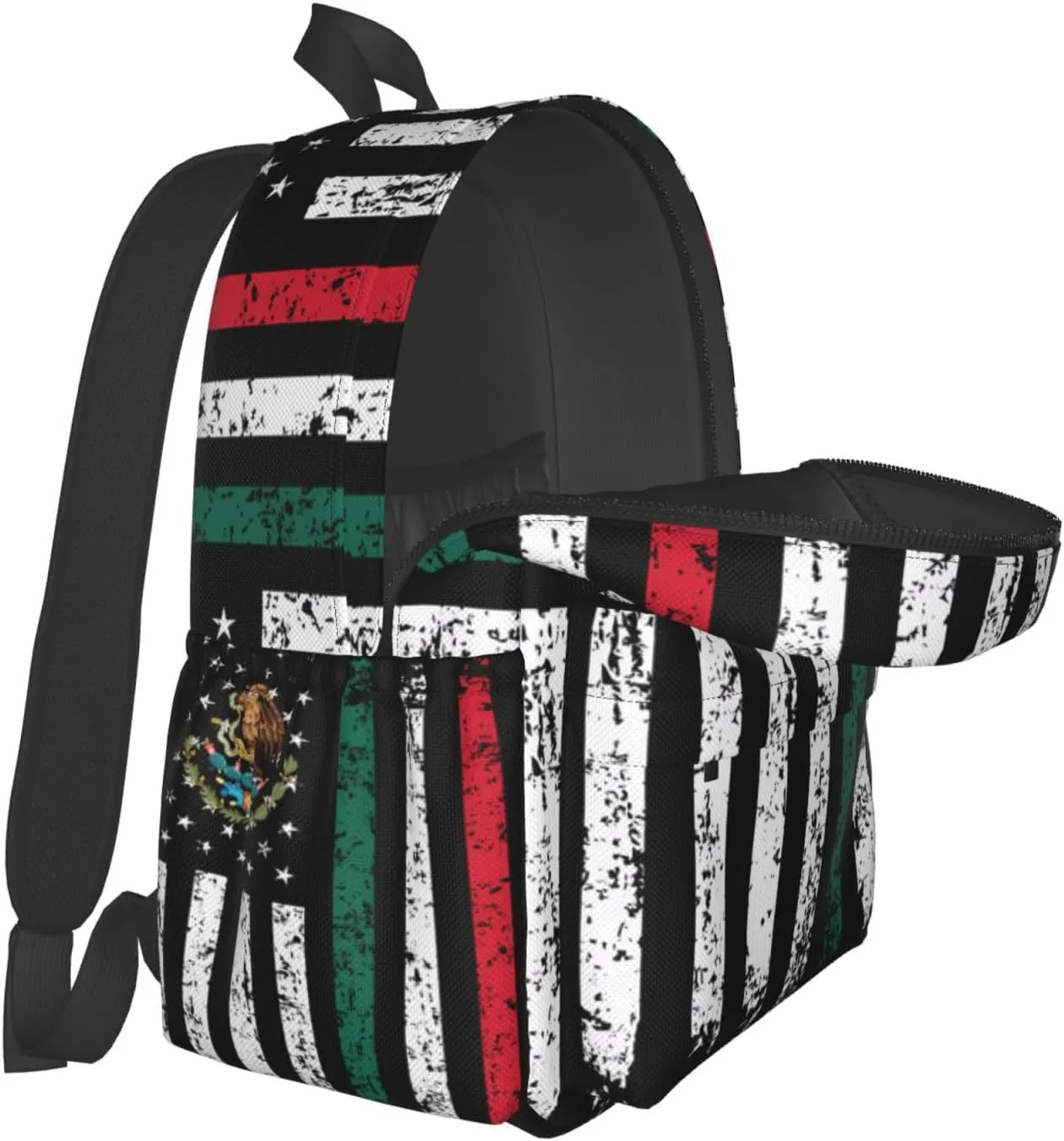 Half Mexican Mexico Half American Flag Laptop Backpack Work Travel Backpacks Business Rucksack Casual Outdoor Daypack with Adjustable Strap Bags for Sports Office Gym Hiking