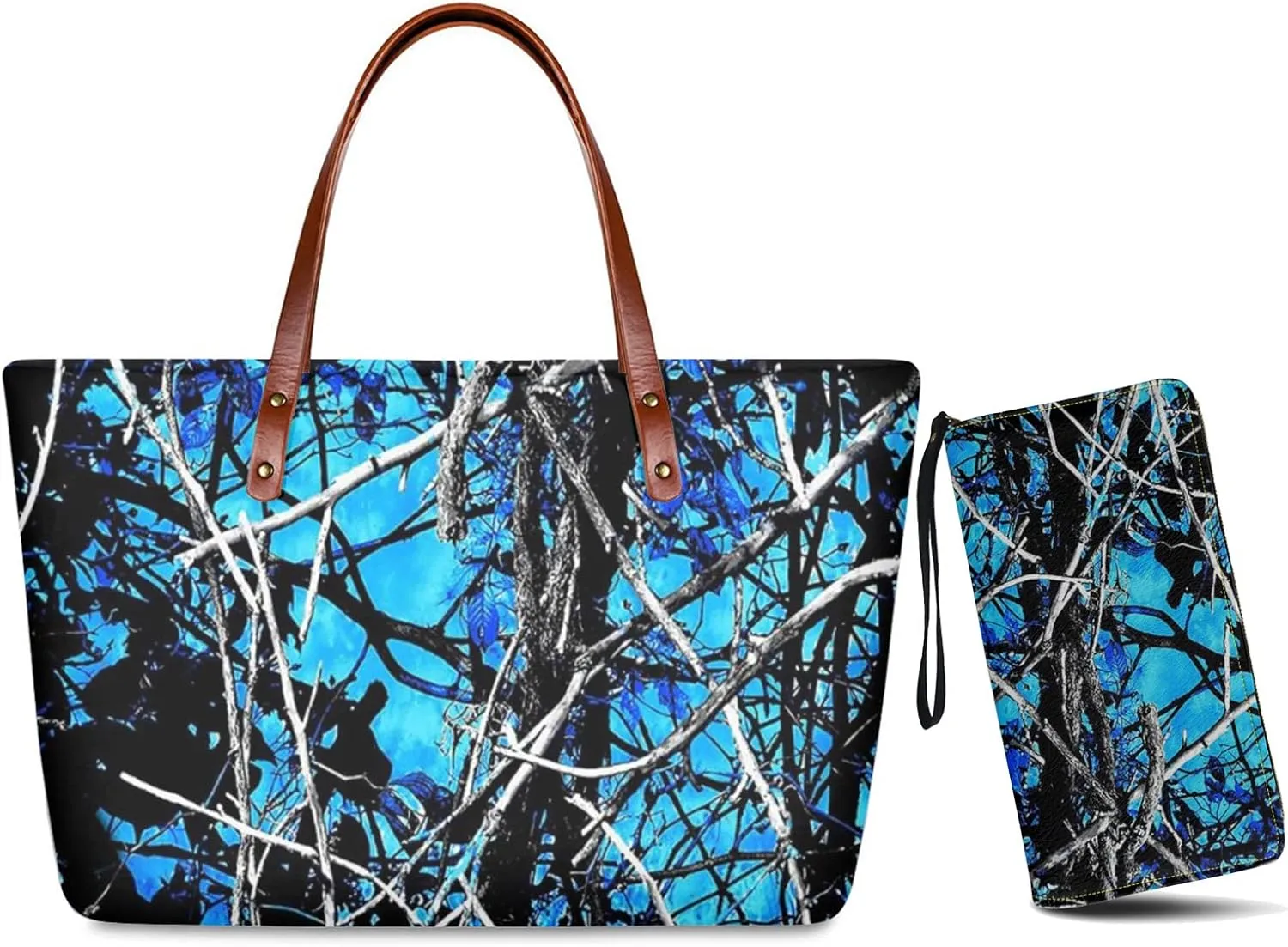 Handbags for Women Large Capacity Crossbody Totes with Wallet Clutch 2pcs Set