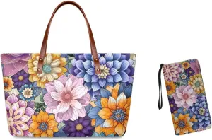 Handbags for Women Large Capacity Crossbody Totes with Wallet Clutch 2pcs Set