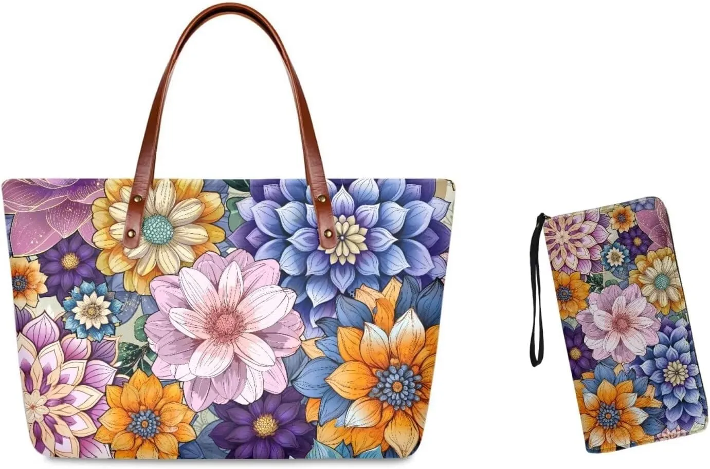 Handbags for Women Large Capacity Crossbody Totes with Wallet Clutch 2pcs Set