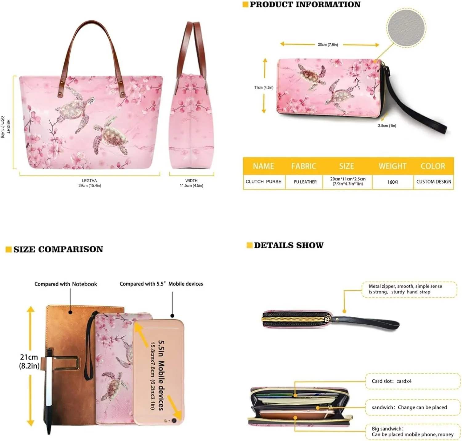 Handbags for Women Large Capacity Crossbody Totes with Wallet Clutch 2pcs Set