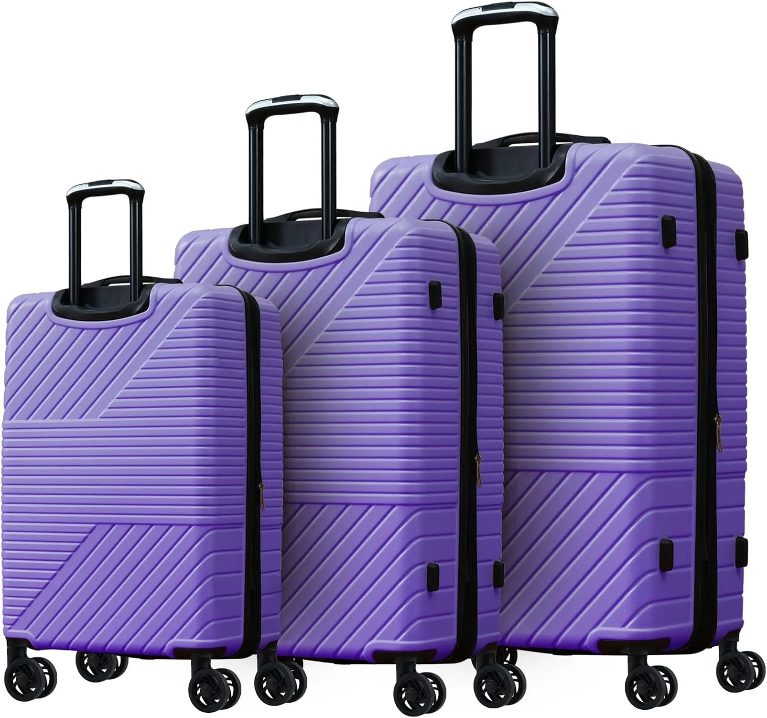 Hardshell Luggage Set for Travel, Durable and Lightweight 3-Piece with Spinner Wheels, Family Vacations, Purple
