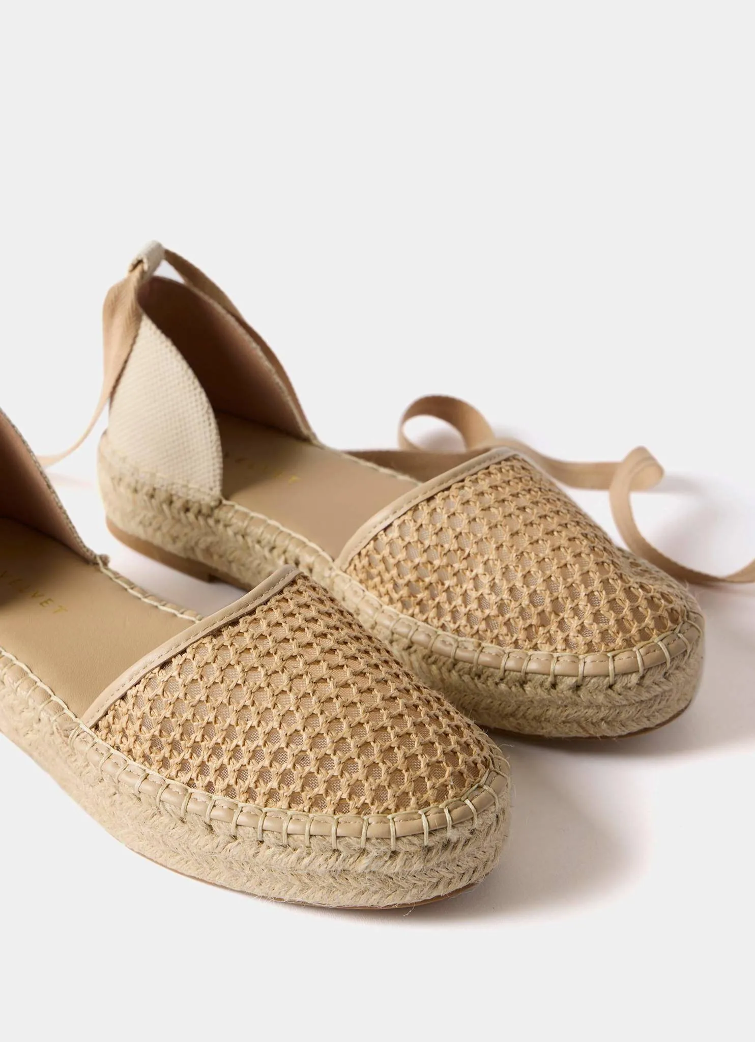 Hayley Neutral Mesh Flat Espadrilles