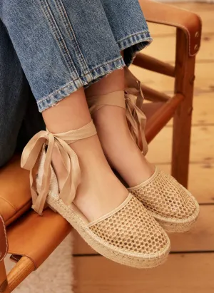 Hayley Neutral Mesh Flat Espadrilles