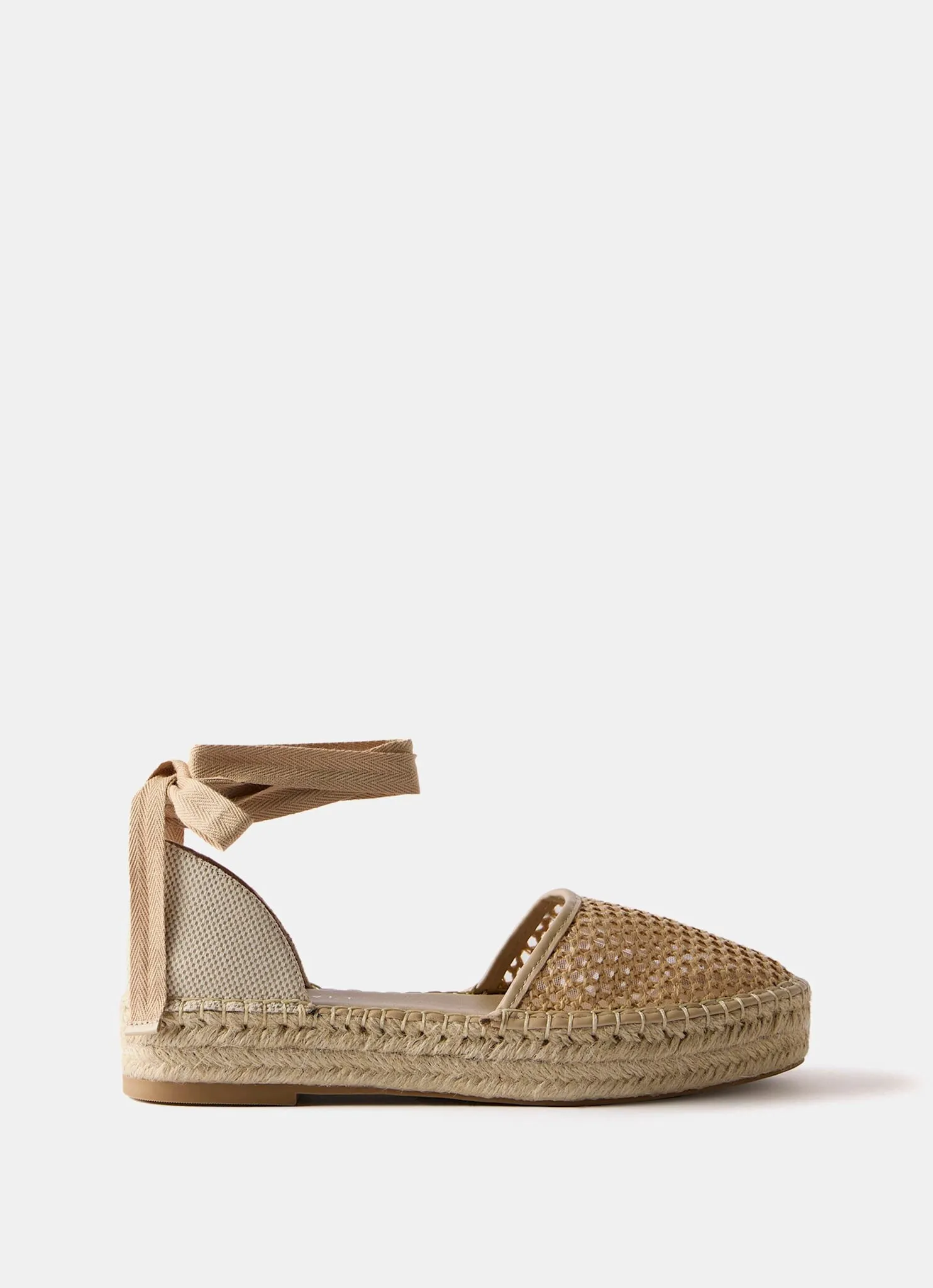 Hayley Neutral Mesh Flat Espadrilles