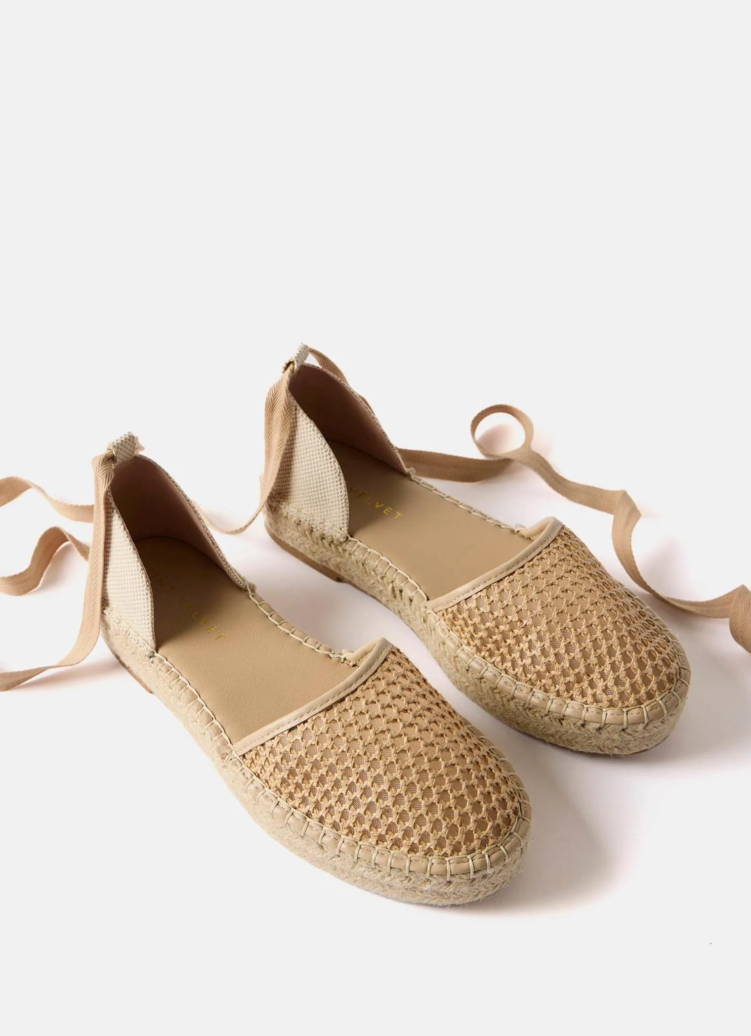 Hayley Neutral Mesh Flat Espadrilles