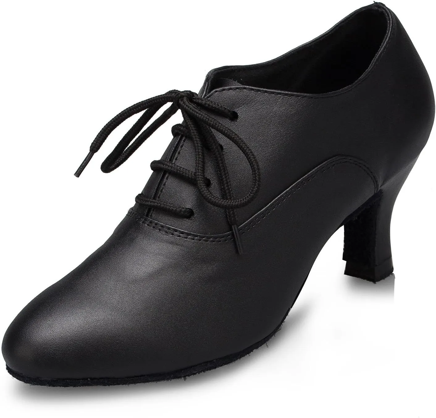 HIPPOSEUS Women Closed Toe Latin Ballroom Dance Heels Lace-up Teaching Practice Character Shoes