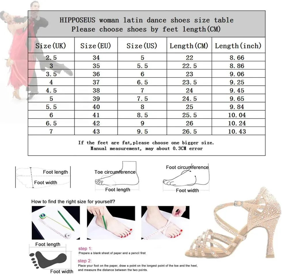 HIPPOSEUS Women Peep Toe Ballroom Dance Shoes High Heel Latin Salsa Dancing Pump,Model L028