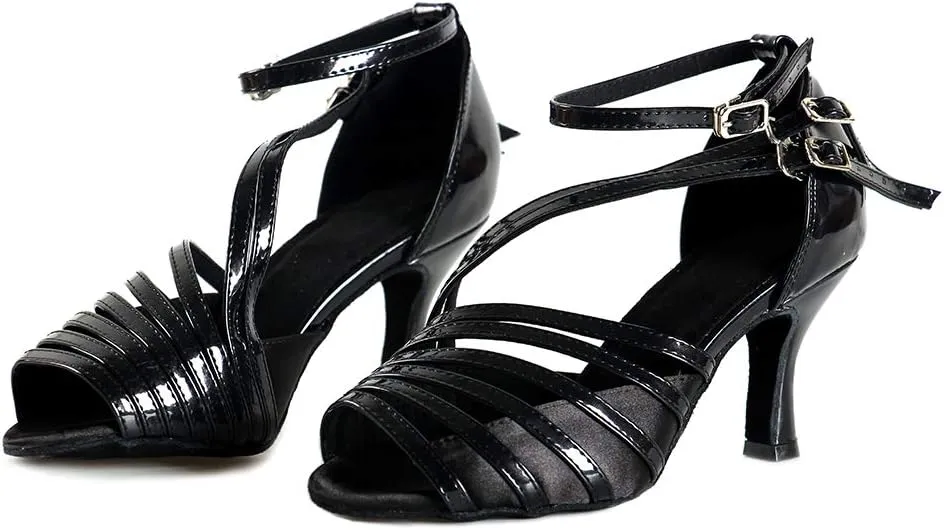 HIPPOSEUS Women Peep Toe Ballroom Dance Shoes High Heel Latin Salsa Dancing Pump,Model L028