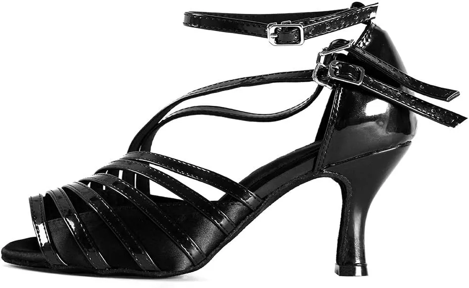 HIPPOSEUS Women Peep Toe Ballroom Dance Shoes High Heel Latin Salsa Dancing Pump,Model L028
