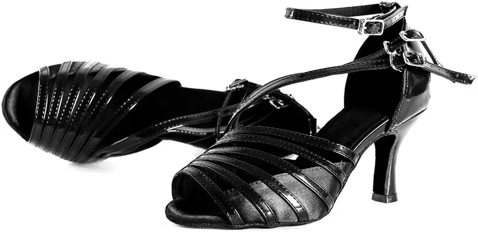HIPPOSEUS Women Peep Toe Ballroom Dance Shoes High Heel Latin Salsa Dancing Pump,Model L028