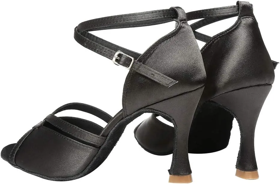 HIPPOSEUS Women Professional Latin Dance Shoes Open Toe Ballroom Salsa Bachata Shoe,Model YCL