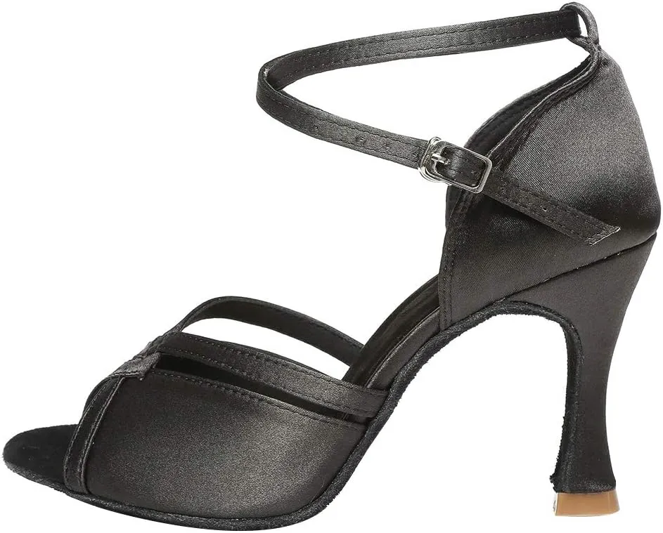 HIPPOSEUS Women Professional Latin Dance Shoes Open Toe Ballroom Salsa Bachata Shoe,Model YCL