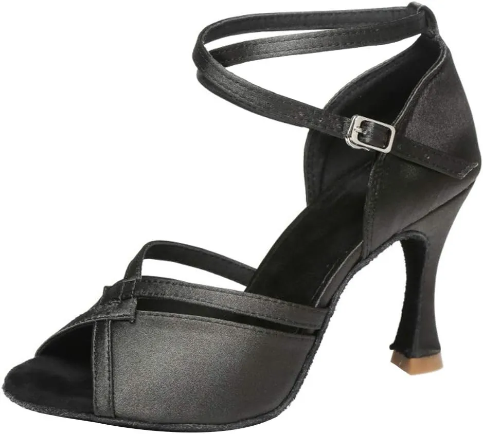 HIPPOSEUS Women Professional Latin Dance Shoes Open Toe Ballroom Salsa Bachata Shoe,Model YCL