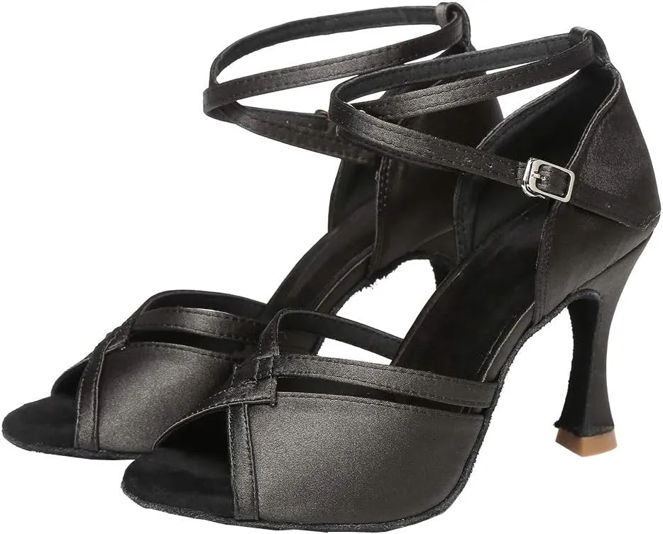 HIPPOSEUS Women Professional Latin Dance Shoes Open Toe Ballroom Salsa Bachata Shoe,Model YCL