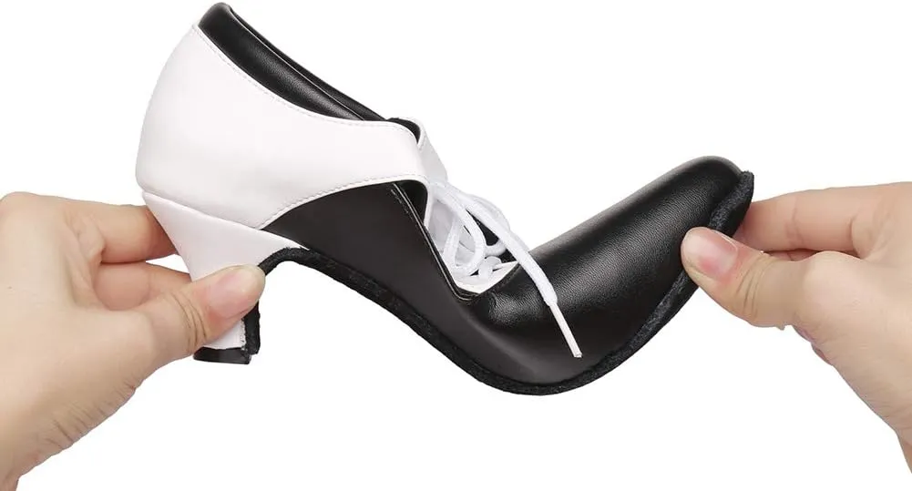 HIPPOSEUS Women's Lace up Latin Dance Shoes Closed Toe Ballroom Salsa Dance Practice Shoes,Model L416