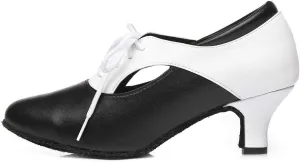 HIPPOSEUS Women's Lace up Latin Dance Shoes Closed Toe Ballroom Salsa Dance Practice Shoes,Model L416