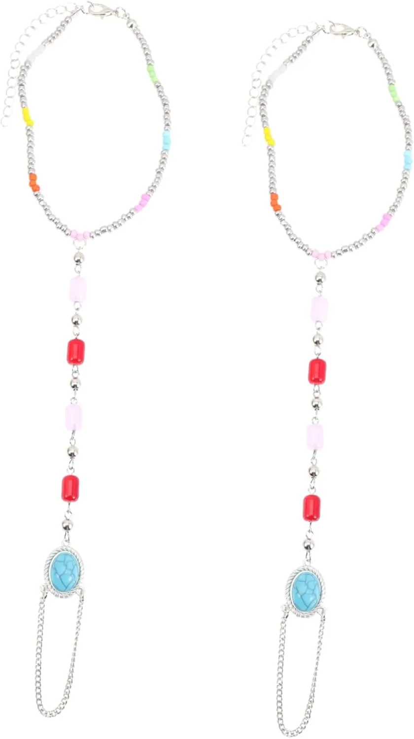 Homoyoyo 2pcs Beaded Ankle Chain Foot Jewelry for Women Anklet for Beach Parties Festivals and Special Occasions Stylish and Elegant Accessory for All