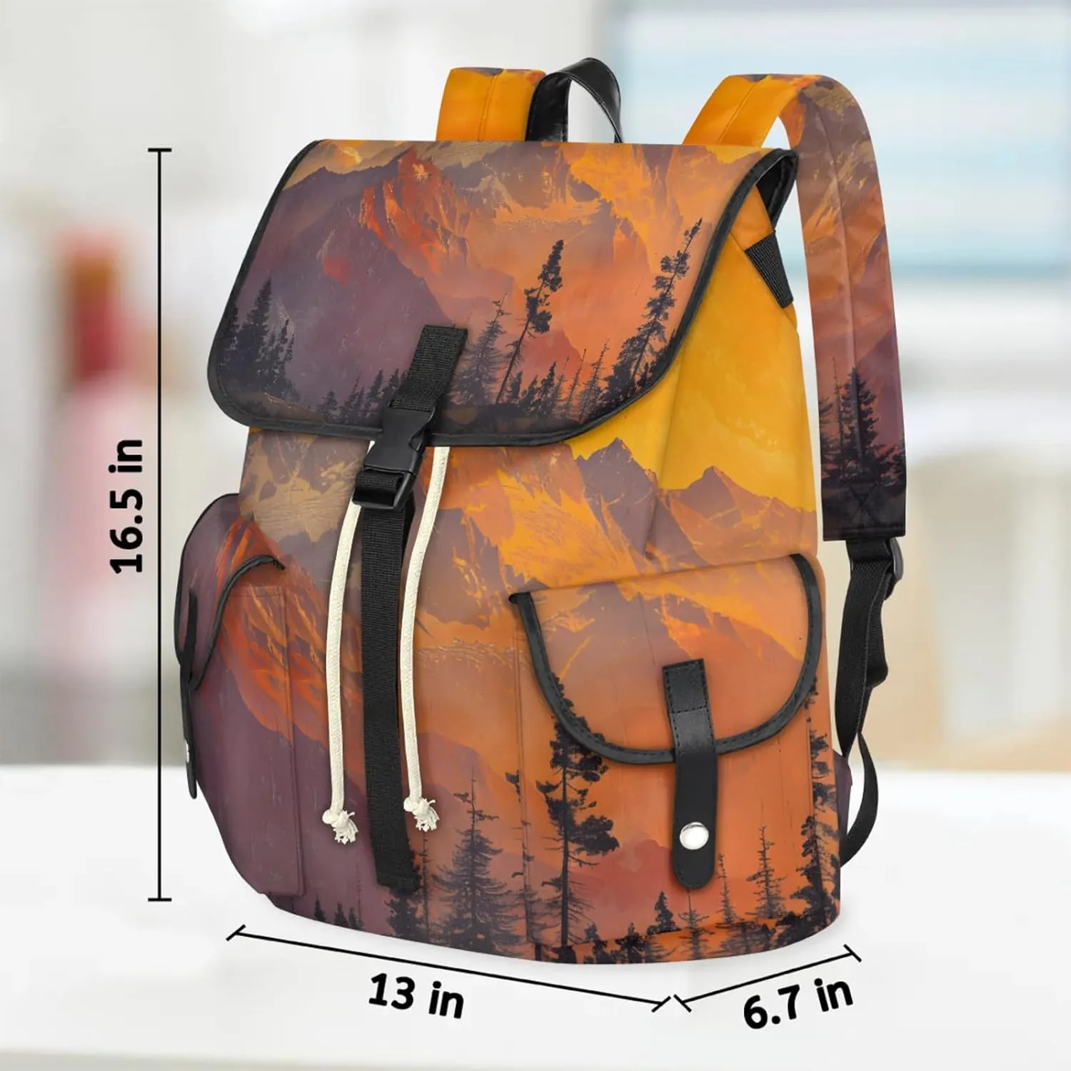 Honeybaby Vintage Waterproof Laptop Backpack for Men/Women Travel Essentials Backpack Expandable Carry On Bag with Anti-Theft Compartment Fits 15" Notebook Mountain Forest Print