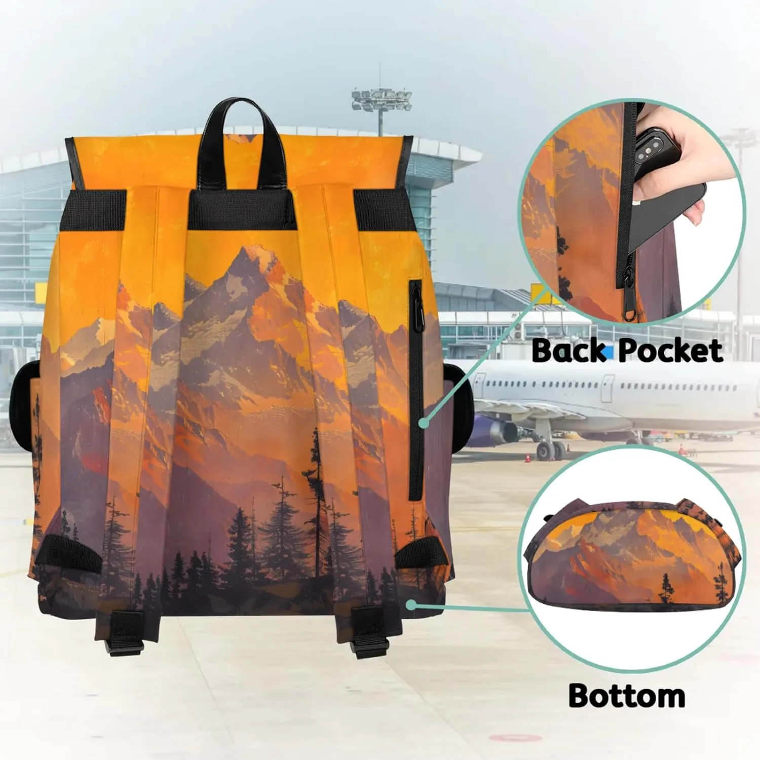 Honeybaby Vintage Waterproof Laptop Backpack for Men/Women Travel Essentials Backpack Expandable Carry On Bag with Anti-Theft Compartment Fits 15" Notebook Mountain Forest Print