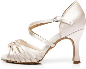 HROYL New Ballroom Dance Shoes Women Latin Dance Sandles Women Tango Salsa Performance Weding Dance Shoes,Model YCL378