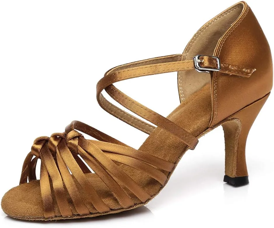 HROYL New Ballroom Dance Shoes Women Latin Dance Sandles Women Tango Salsa Performance Weding Dance Shoes,Model YCL378