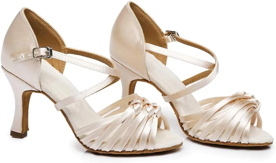 HROYL New Ballroom Dance Shoes Women Latin Dance Sandles Women Tango Salsa Performance Weding Dance Shoes,Model YCL378