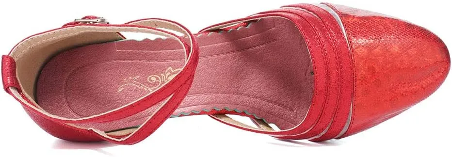 HROYL Women Latin Dance Shoes Closed Toe Salsa Ballroom Practice Heels Party Shoes,Model DYN302
